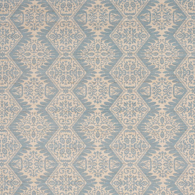 Schumacher Berkeley Hand Printed Silk Cornflower Fabric