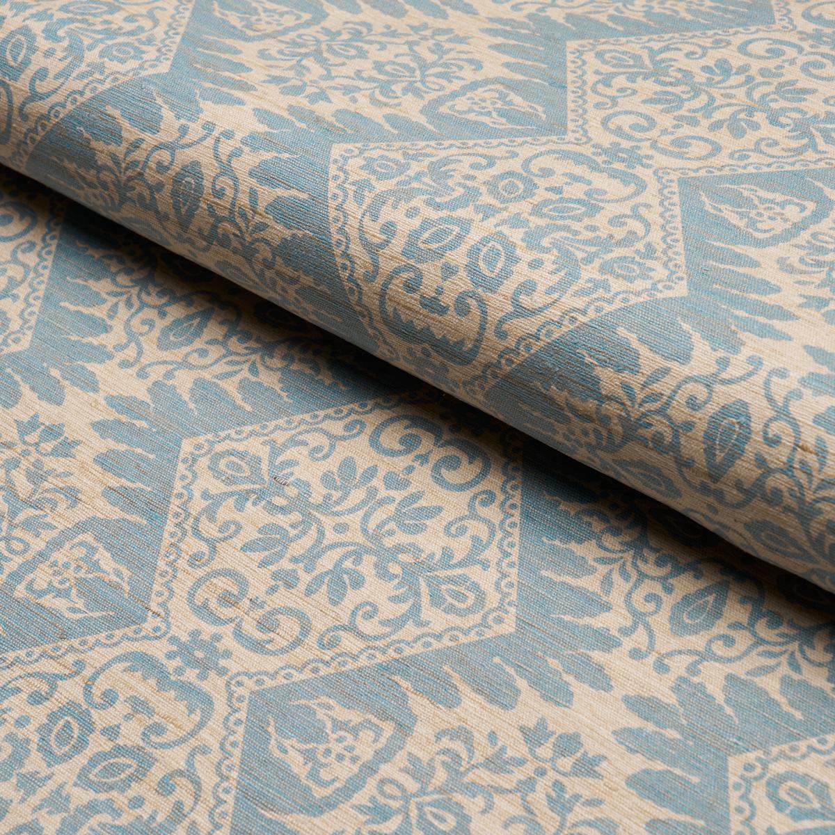 Schumacher Berkeley Hand Printed Silk Cornflower Fabric