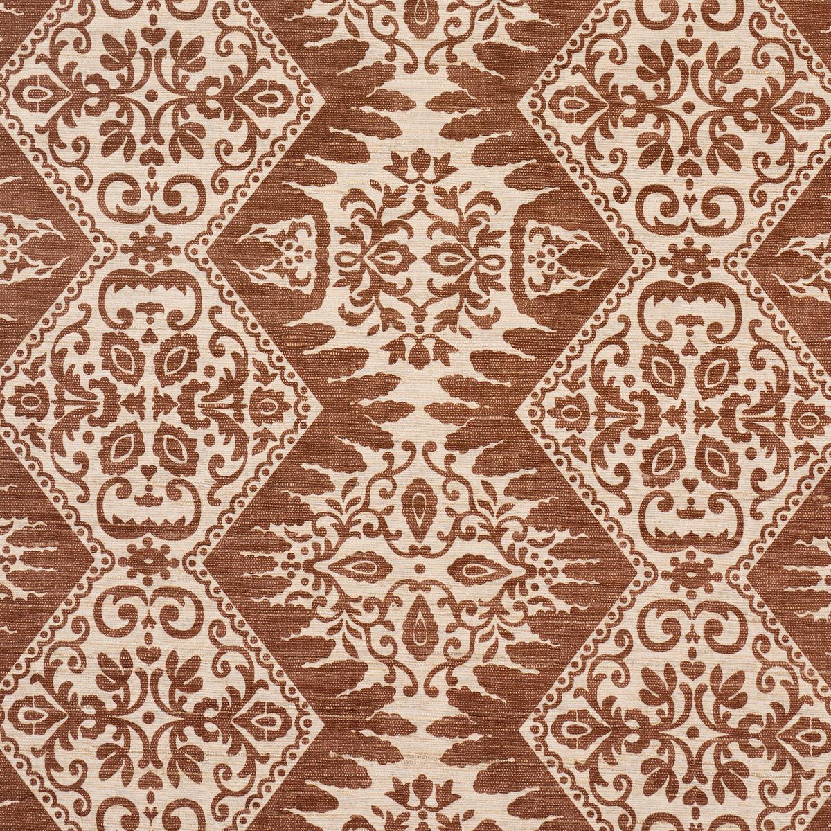 Schumacher Berkeley Hand Printed Silk Chestnut Fabric
