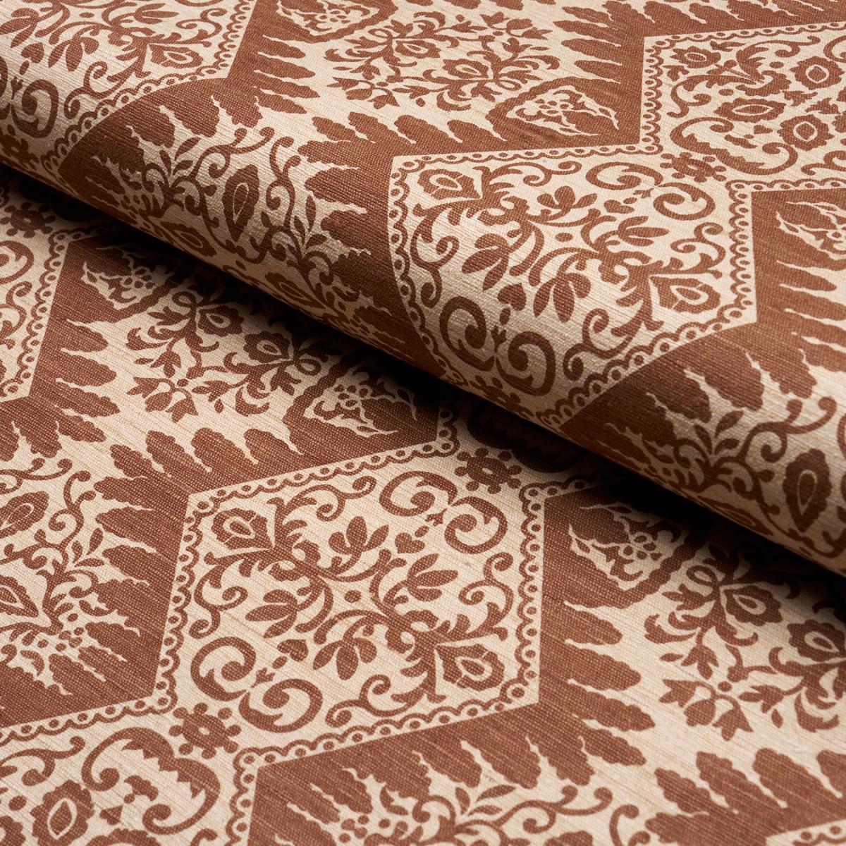 Schumacher Berkeley Hand Printed Silk Chestnut Fabric
