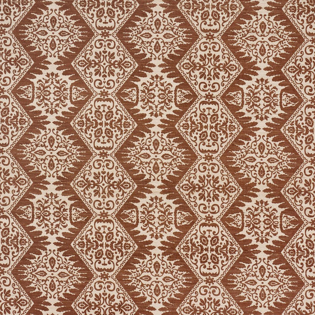 Schumacher Berkeley Hand Printed Silk Chestnut Fabric
