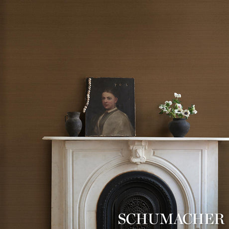 Schumacher Musa Abaca Wallcovering Toffee Wallpaper