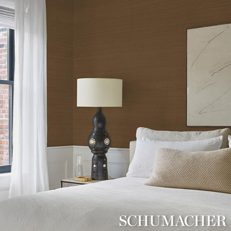 Schumacher Musa Abaca Wallcovering Toffee Wallpaper