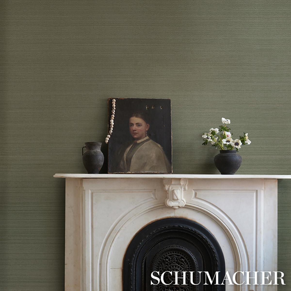 Schumacher Musa Abaca Wallcovering Eucalyptus Wallpaper