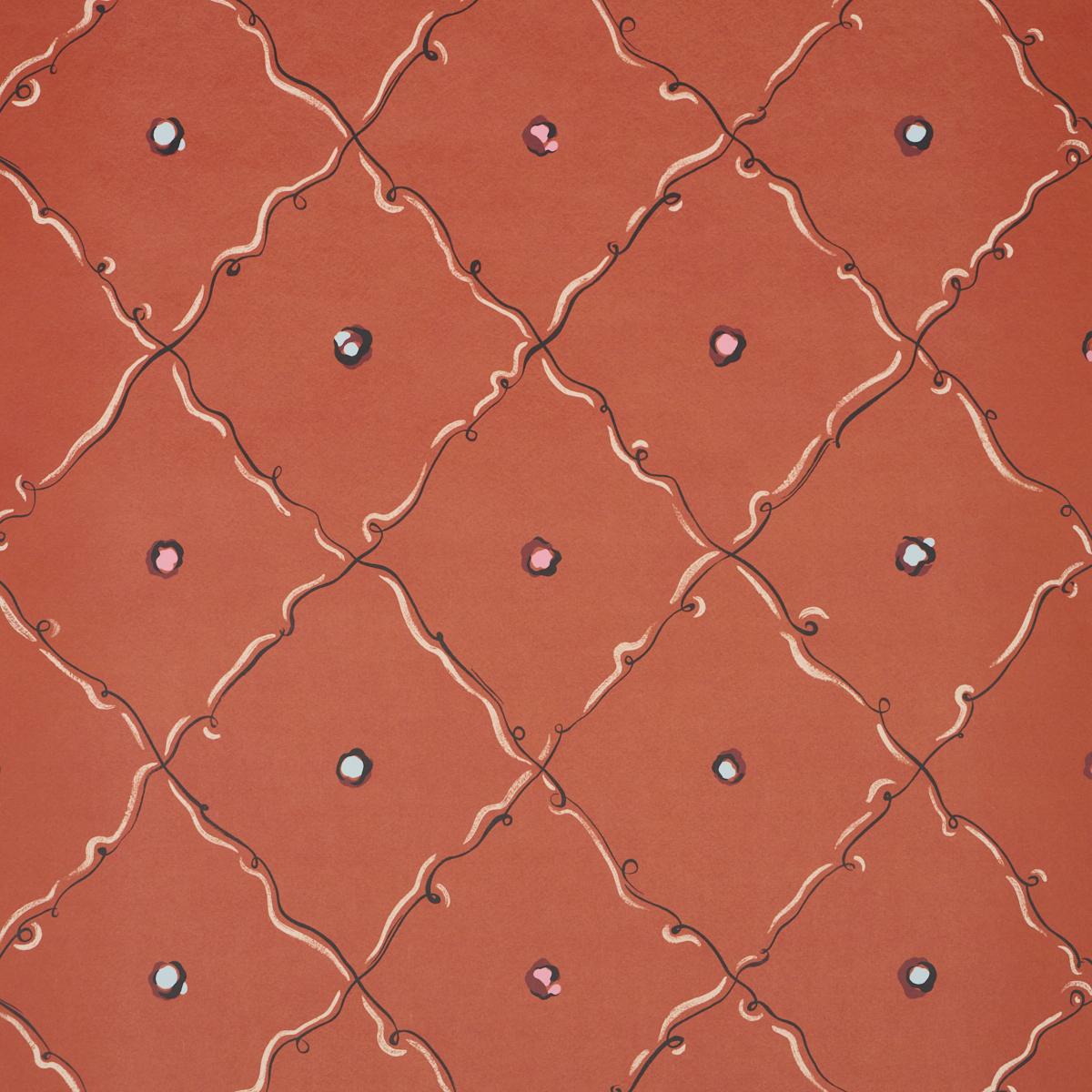 Schumacher Backdrop X Schumacher Colette Red Wallpaper