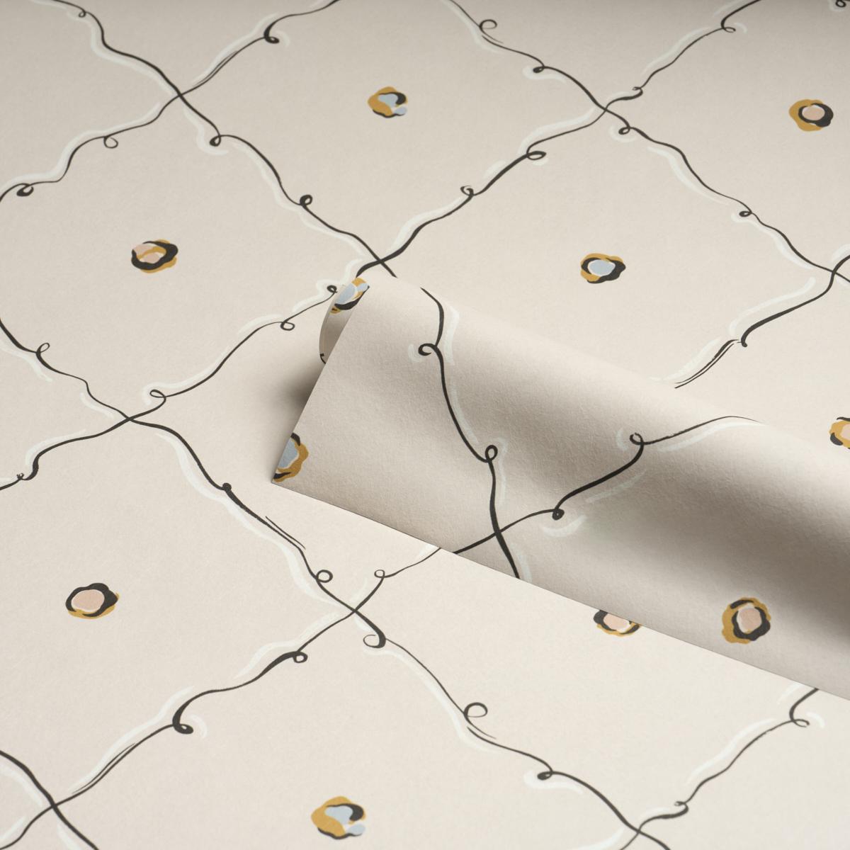 Schumacher Backdrop X Schumacher Colette Light Beige Wallpaper