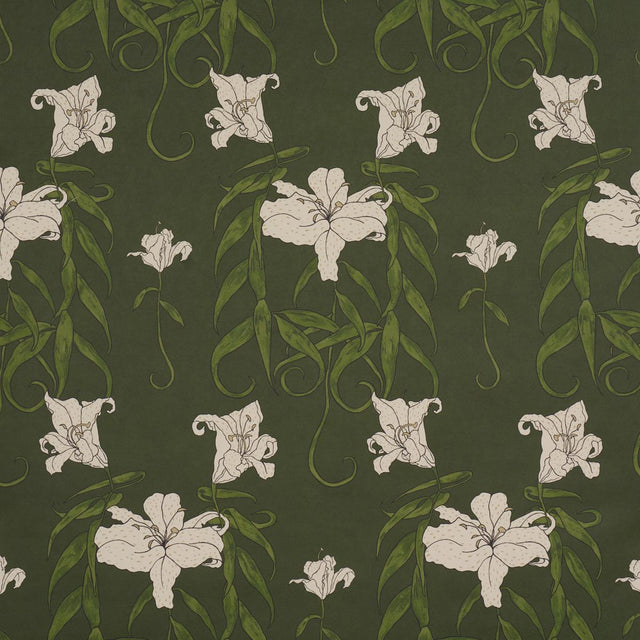 Schumacher Backdrop X Schumacher Lady Lilith Olive Wallpaper