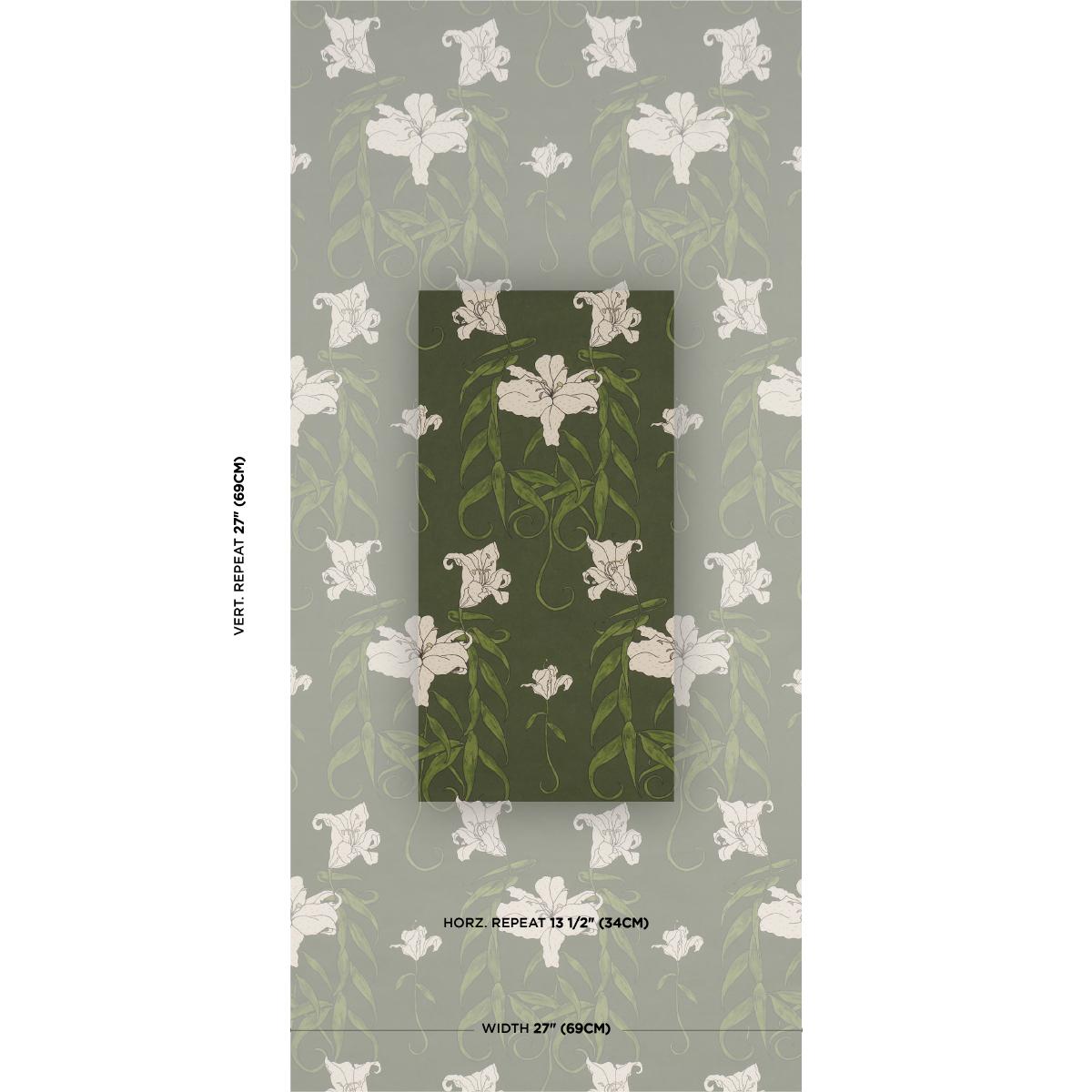 Schumacher Backdrop X Schumacher Lady Lilith Olive Wallpaper