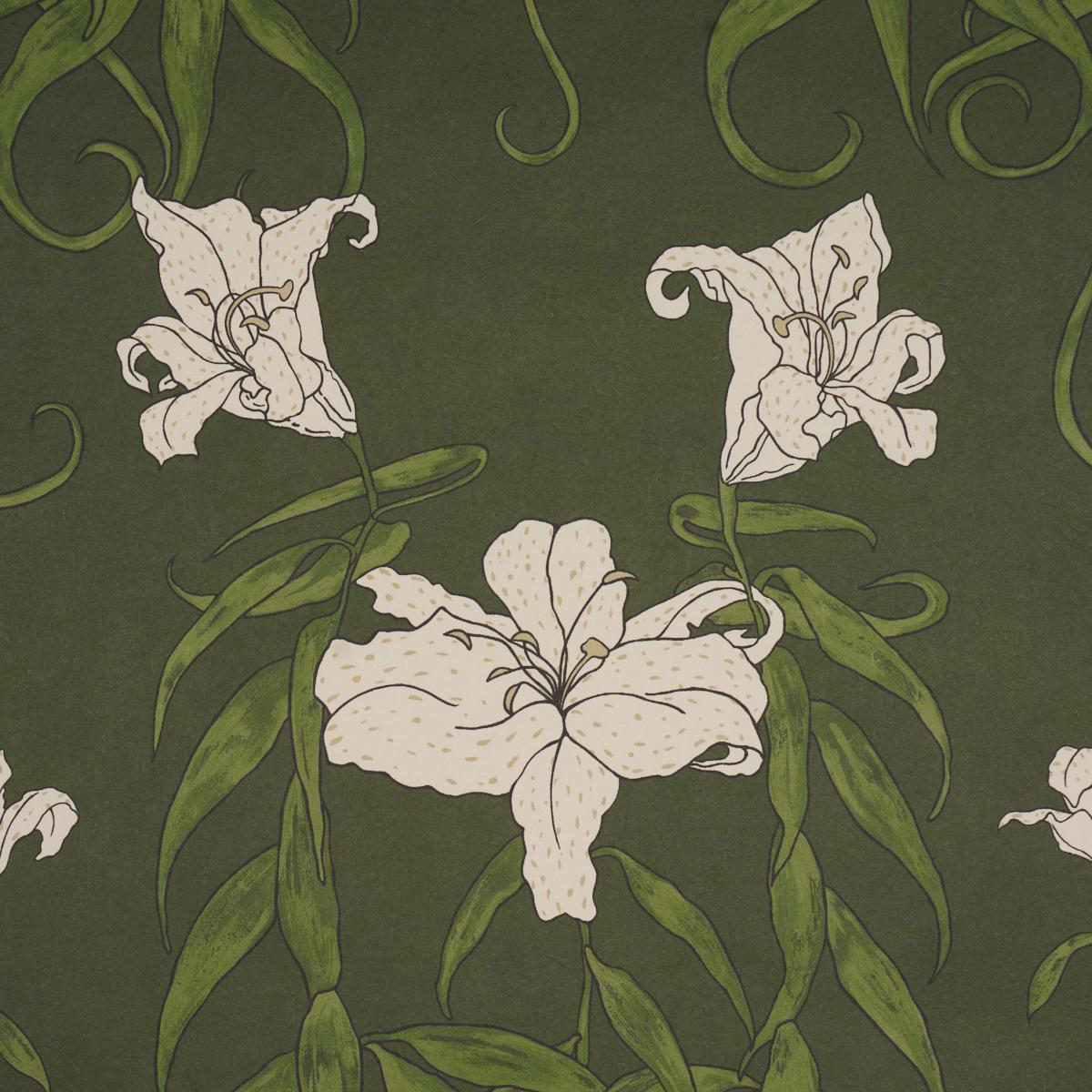 Schumacher Backdrop X Schumacher Lady Lilith Olive Wallpaper