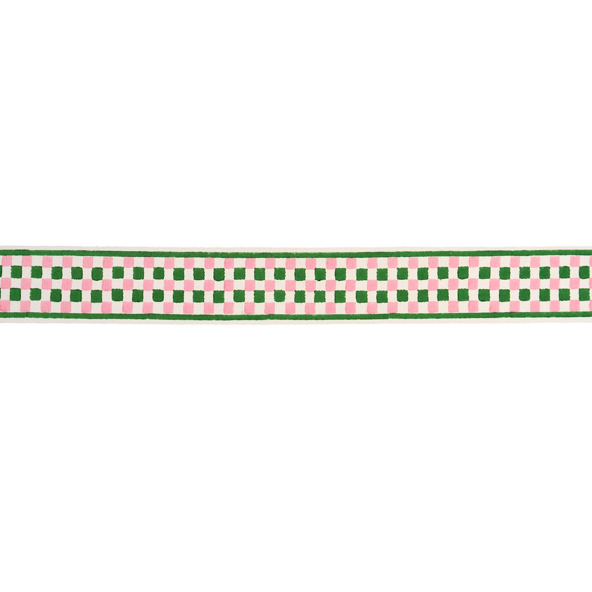 Schumacher Green Chequer Hand Block Trim