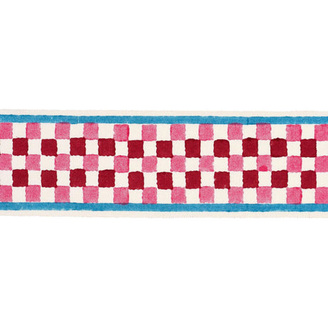 Schumacher Pink Chequer Hand Block Trim