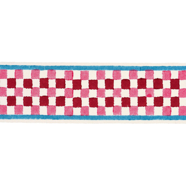 Schumacher Pink Chequer Hand Block Trim