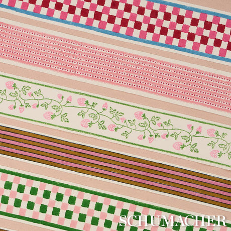 Schumacher Pink Chequer Hand Block Trim