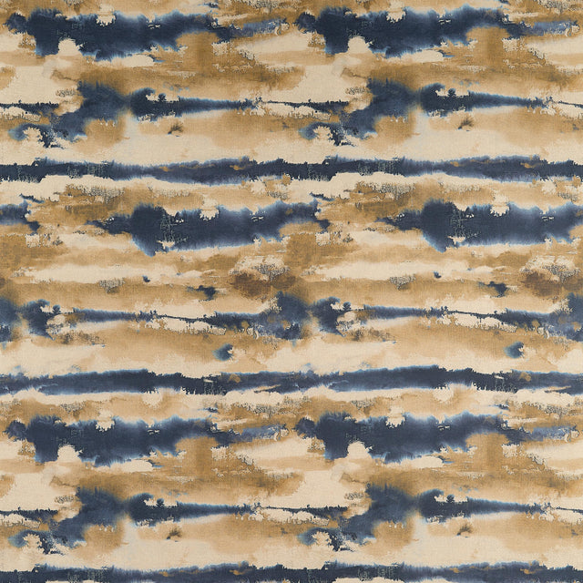 Thibaut Silver Lining Indigo And Gold Fabric