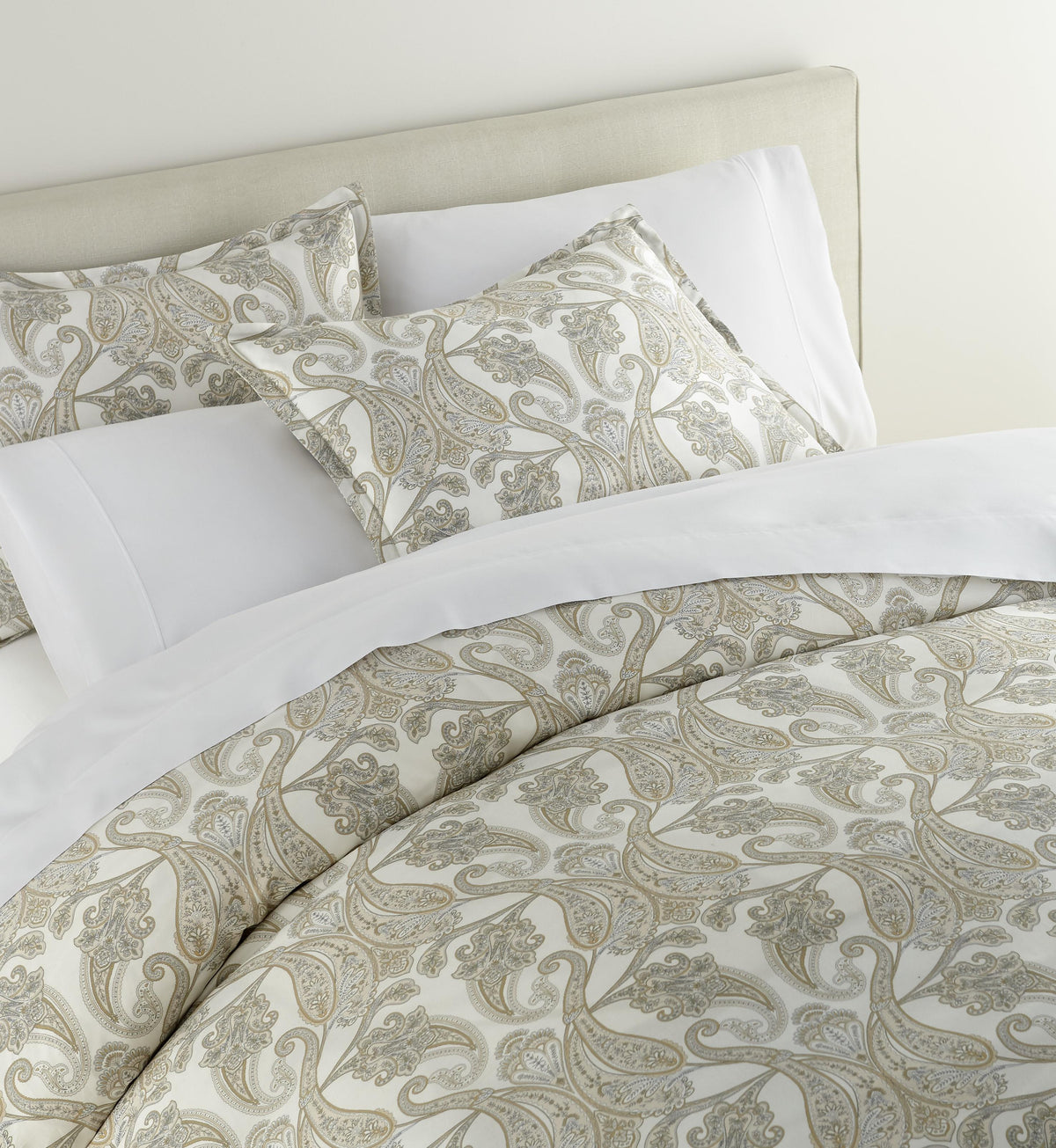 Peacock Alley CLASSIC PRINTED QUEEN DUVET SET PAISLEY PEARL