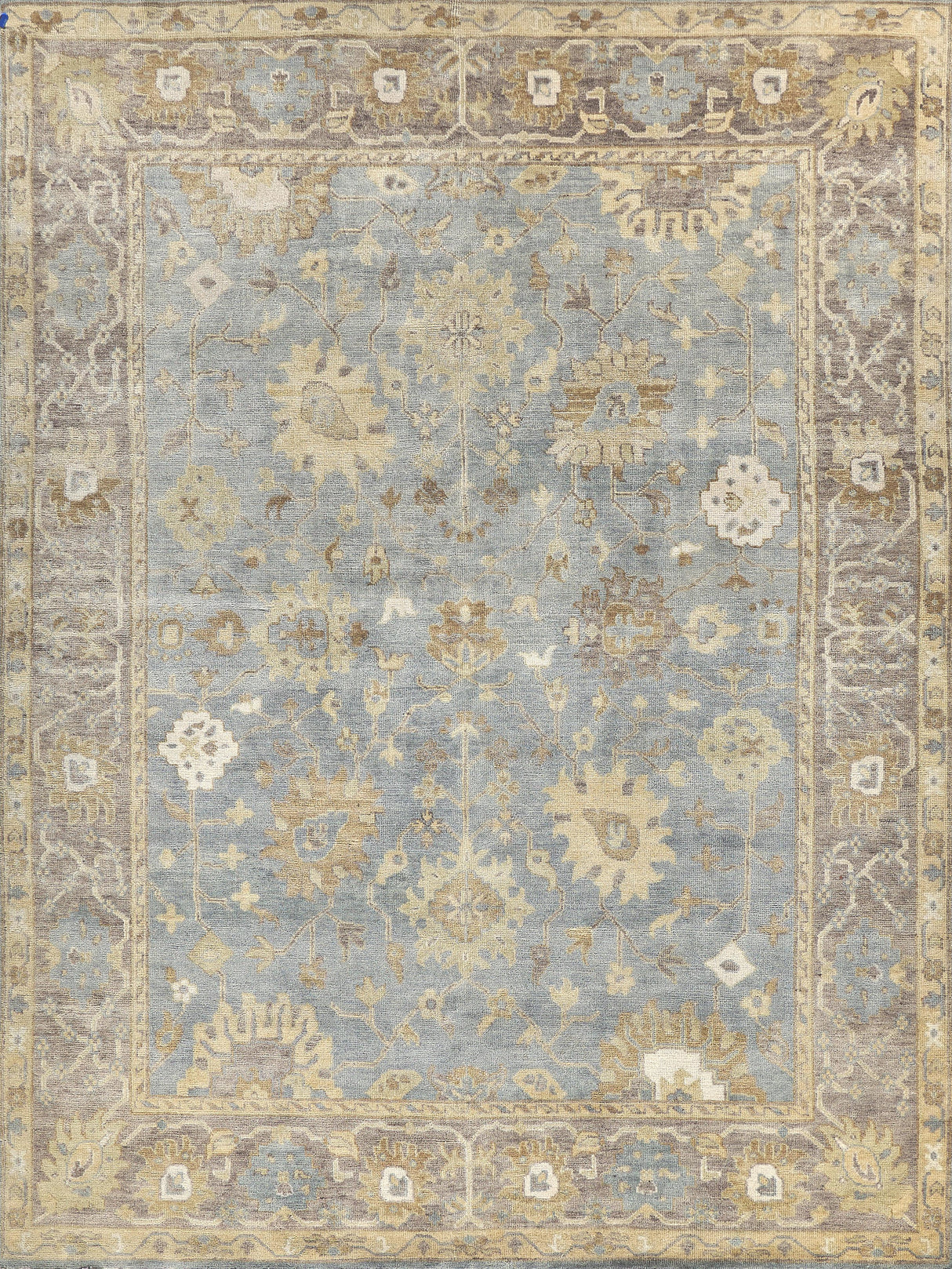 Exquisite Rugs Antique Weave Oushak Hand Knotted New Zealand Wool in 2000 Gray/Brown/Blue 14.5' x 18' Area Rug