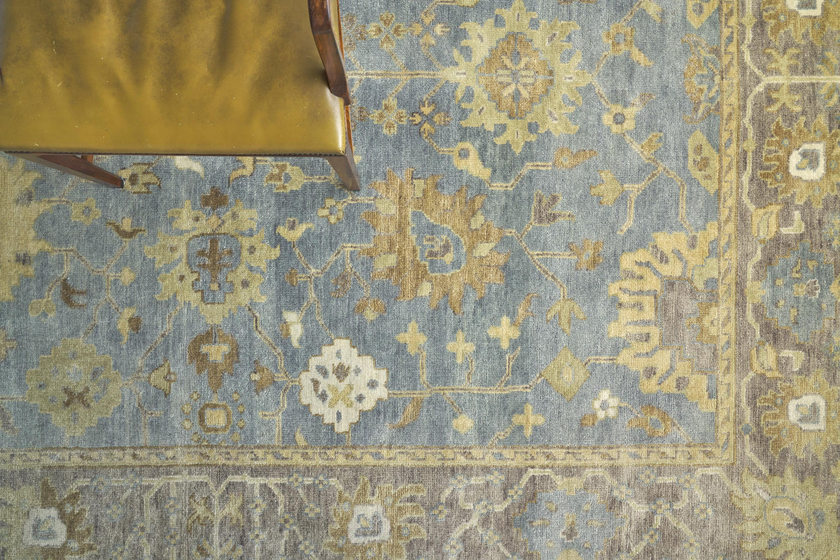 Exquisite Rugs Antique Weave Oushak Hand Knotted New Zealand Wool in 2000 Gray/Brown/Blue 14.5' x 18' Area Rug