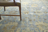 Exquisite Rugs Antique Weave Oushak Hand Knotted New Zealand Wool in 2000 Gray/Brown/Blue 14.5' x 18' Area Rug