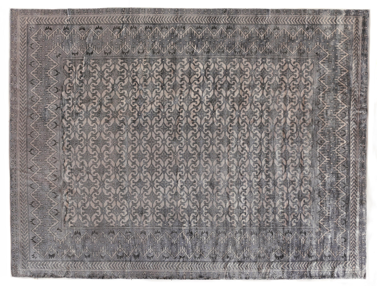 Exquisite Rugs Antique Weave Bamboo Hand Knotted Bamboo Silk in 10001 Ivory/Silver 6' x 9' Area Rug