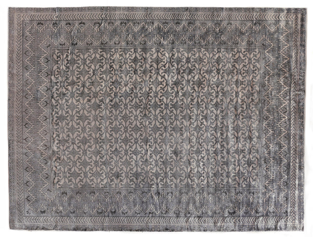 Exquisite Rugs Antique Weave Bamboo Hand Knotted Bamboo Silk in 10001 Ivory/Silver 6' x 9' Area Rug