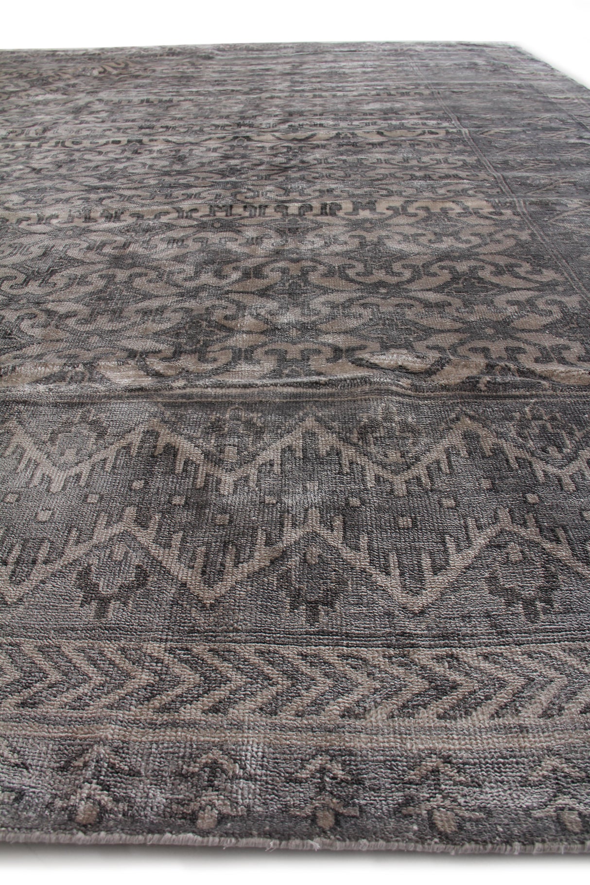 Exquisite Rugs Antique Weave Bamboo Hand Knotted Bamboo Silk in 10001 Ivory/Silver 6' x 9' Area Rug