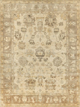 Exquisite Rugs Antique Weave Oushak Hand Knotted New Zealand Wool in 2002 Ivory/Gray/Beige 14' x 18' Area Rug