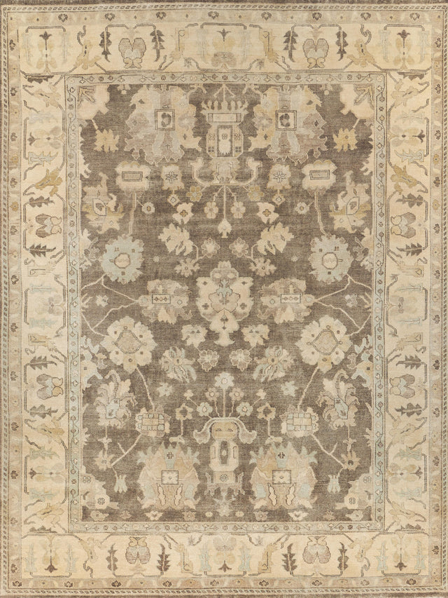 Exquisite Rugs Antique Weave Oushak Hand Knotted New Zealand Wool in 2003 Brown/Ivory 14' x 18' Area Rug