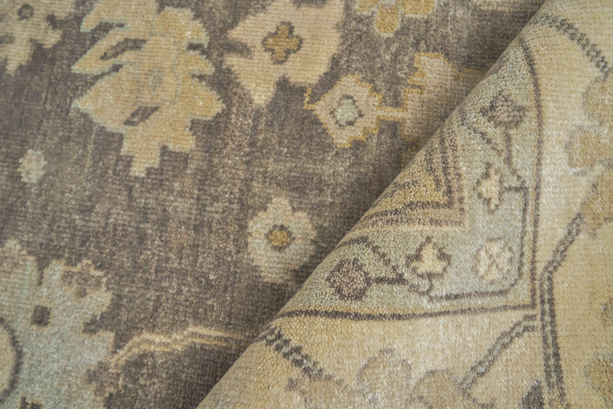 Exquisite Rugs Antique Weave Oushak Hand Knotted New Zealand Wool in 2003 Brown/Ivory 14' x 18' Area Rug
