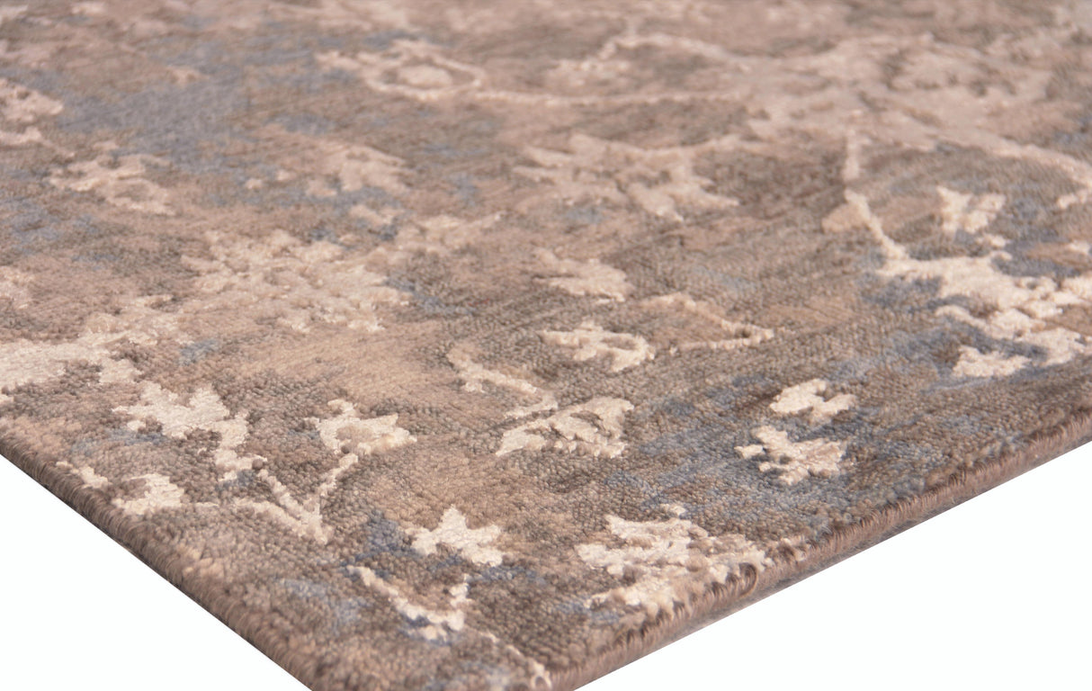 Exquisite Rugs Hundley Hand Knotted Wool/Bamboo Silk in 2119 Blue/Khaki 9' x 12' Area Rug