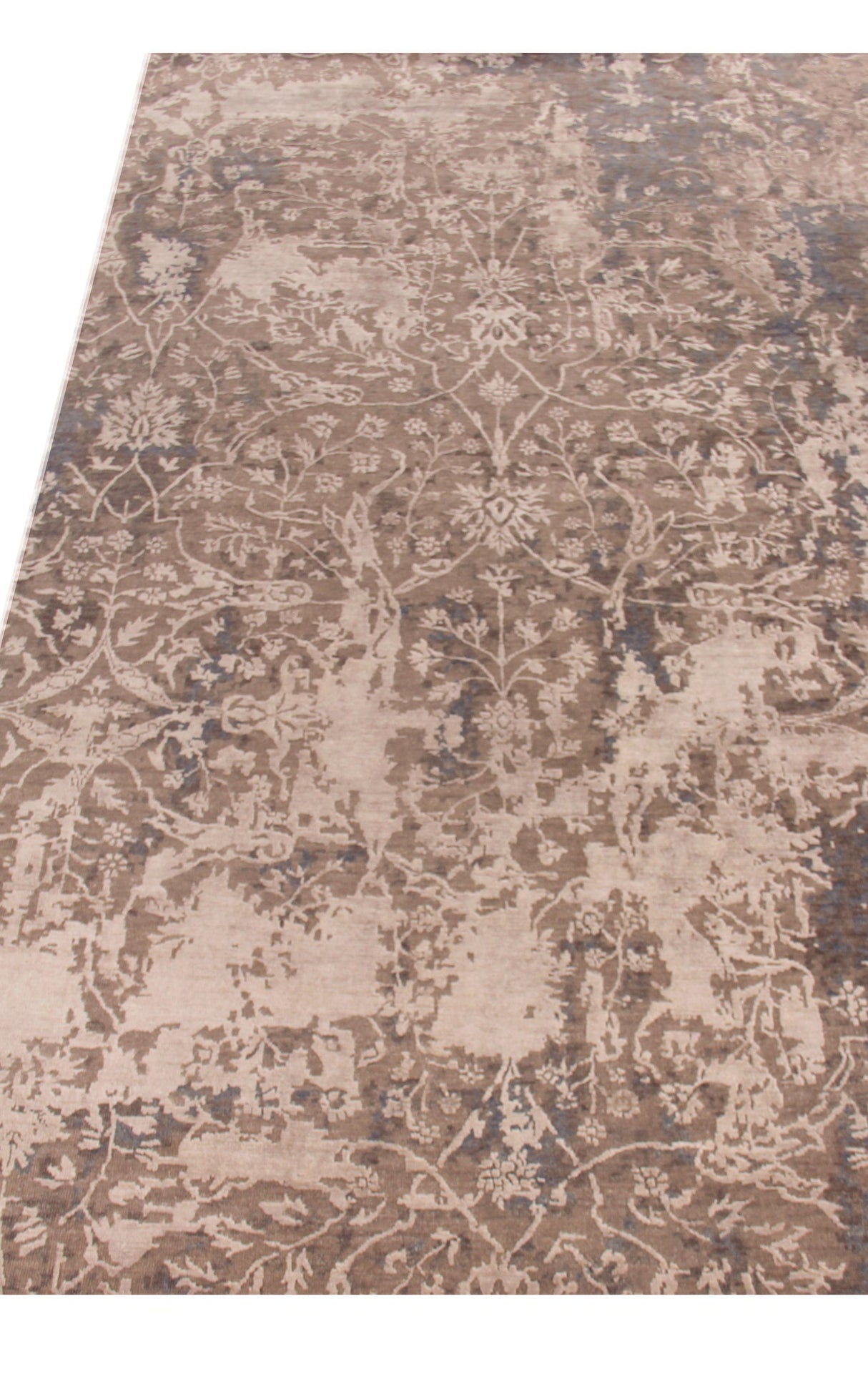 Exquisite Rugs Hundley Hand Knotted Wool/Bamboo Silk in 2119 Blue/Khaki 9' x 12' Area Rug