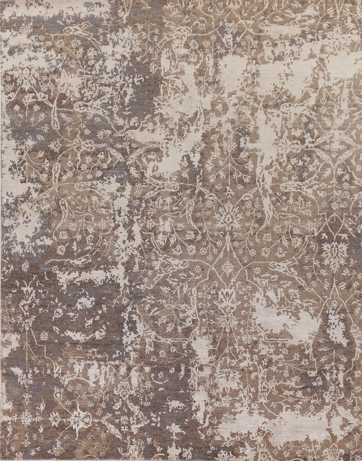 Exquisite Rugs Hundley Hand Knotted Wool/Bamboo Silk in 2119 Blue/Khaki 9' x 12' Area Rug