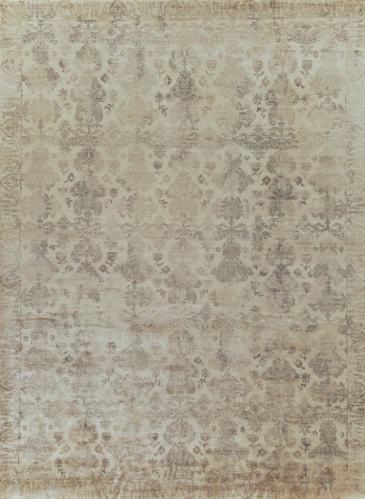 Exquisite Rugs Lisbon Hand Knotted Bamboo Silk in 2122 Ivory 9' x 12' Area Rug