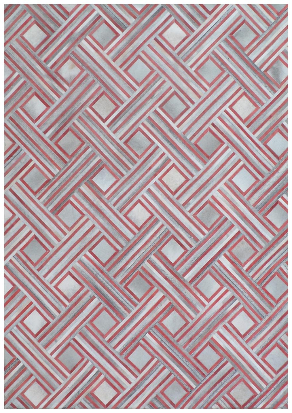 Exquisite Rugs Natural Hide Handmade Leather Hide in 2137 Red/Multi 8' x 10' Area Rug