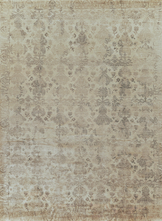 Exquisite Rugs Lisbon Hand Knotted Bamboo Silk in 2122 Ivory 10' x 14' Area Rug