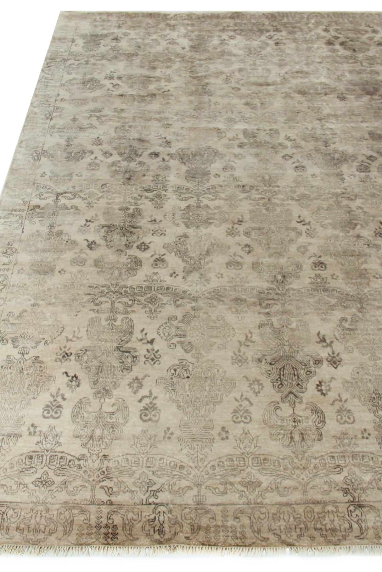 Exquisite Rugs Lisbon Hand Knotted Bamboo Silk in 2122 Ivory 14' x 10' Area Rug