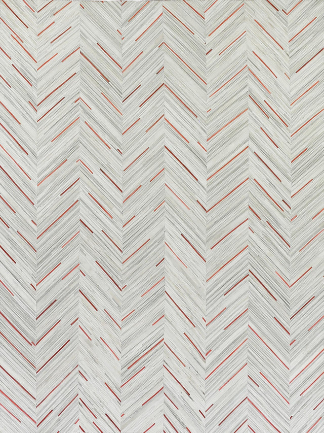 Exquisite Rugs Natural Hide Handmade Leather Hide in 2138 Ivory/Beige/Red/Multi 8' x 10' Area Rug