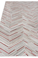 Exquisite Rugs Natural Hide Handmade Leather Hide in 2138 Ivory/Beige/Red/Multi 8' x 10' Area Rug