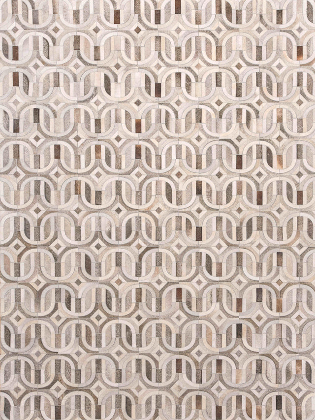 Exquisite Rugs Natural Hide Handmade Leather Hide in 2140 Medium Gray/Ivory 8' x 10' Area Rug