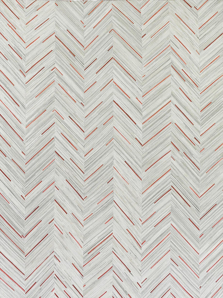 Exquisite Rugs Natural Hide Handmade Leather Hide in 2138 Ivory/Beige/Red/Multi 9.5' x 13.5' Area Rug