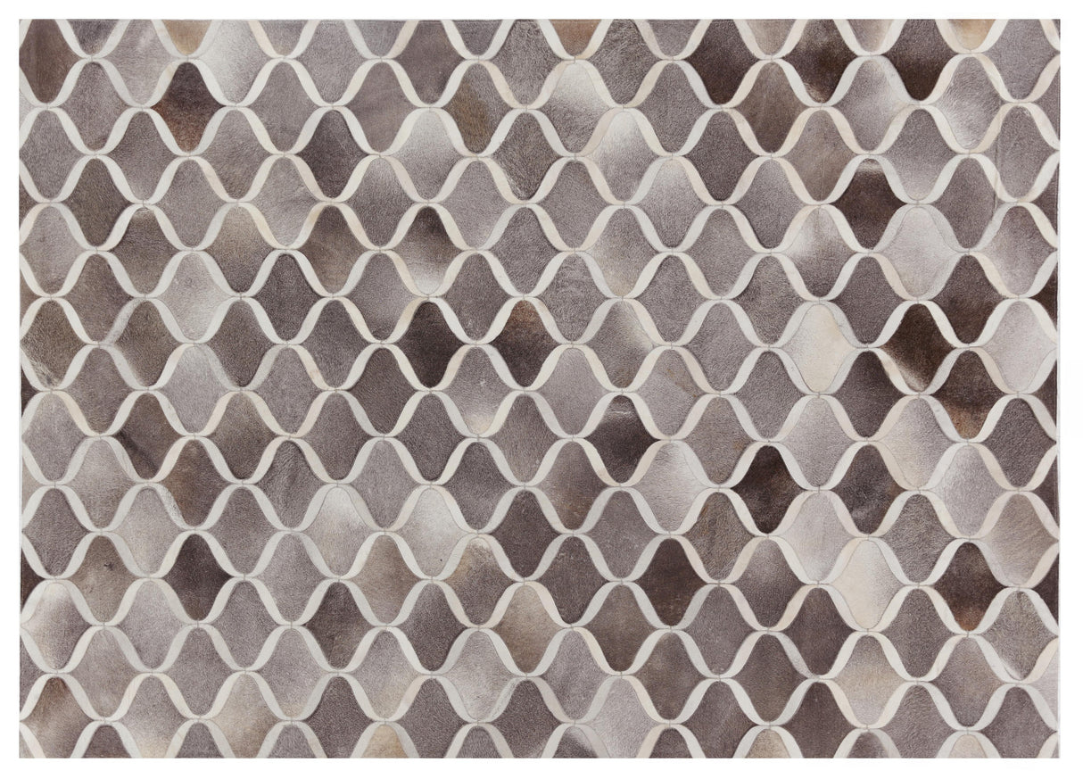 Exquisite Rugs Natural Hide Handmade Leather Hide in 2152 Dark Gray/Multi 8' x 10' Area Rug