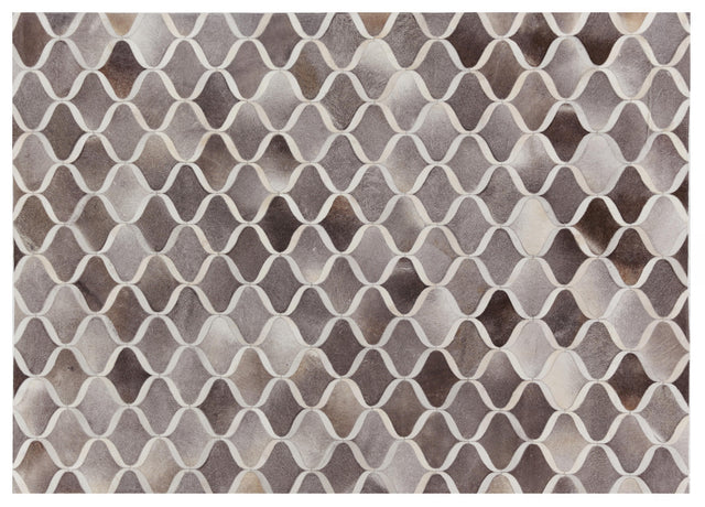 Exquisite Rugs Natural Hide Handmade Leather Hide in 2152 Dark Gray/Multi 8' x 10' Area Rug
