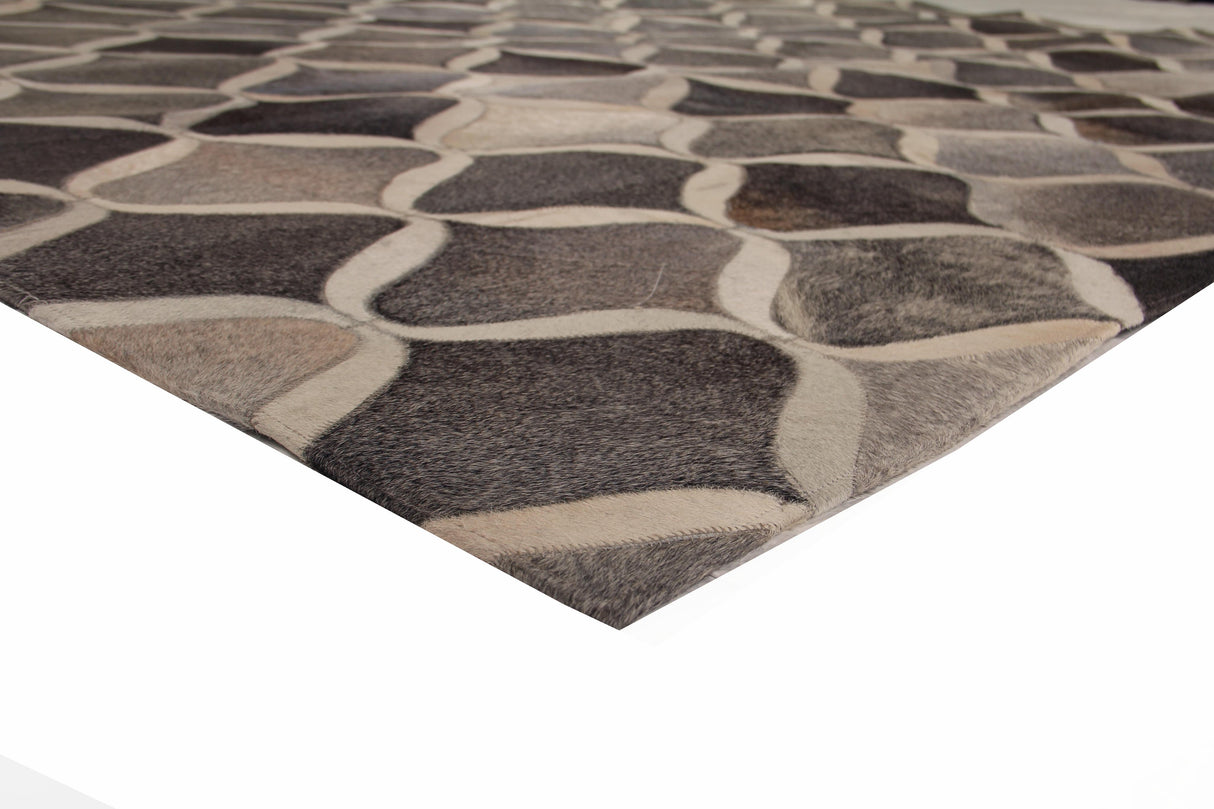 Exquisite Rugs Natural Hide Handmade Leather Hide in 2152 Dark Gray/Multi 8' x 10' Area Rug