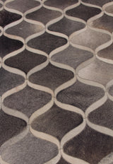 Exquisite Rugs Natural Hide Handmade Leather Hide in 2152 Dark Gray/Multi 8' x 10' Area Rug