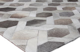Exquisite Rugs Natural Hide Handmade Leather Hide in 2155 Gray/Silver 5' x 8' Area Rug