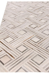 Exquisite Rugs Natural Hide Handmade Leather Hide in 2166 Silver/Ivory 5' x 8' Area Rug