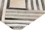 Exquisite Rugs Natural Hide Handmade Leather Hide in 2166 Silver/Ivory 5' x 8' Area Rug