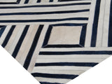 Exquisite Rugs Natural Hide Handmade Leather Hide in 2167 Ivory/Blue/Multi 5' x 8' Area Rug