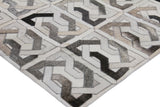 Exquisite Rugs Natural Hide Handmade Leather Hide in 2168 Ivory/Silver/Medium Gray 5' x 8' Area Rug