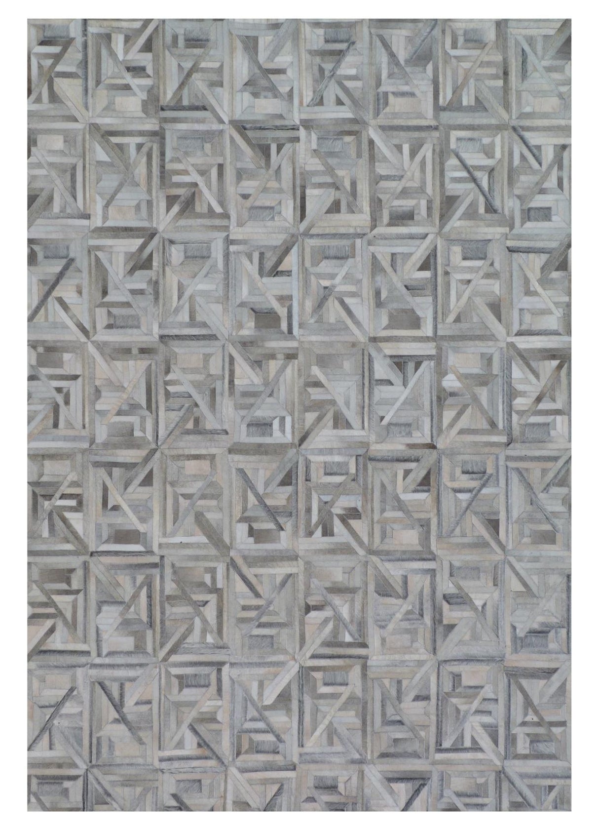 Exquisite Rugs Natural Hide Handmade Leather Hide in 2172 Silver/Multi 8' x 10' Area Rug