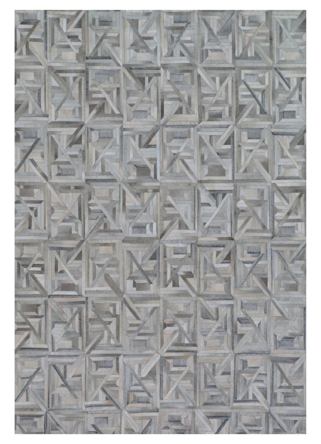 Exquisite Rugs Natural Hide Handmade Leather Hide in 2172 Silver/Multi 8' x 10' Area Rug